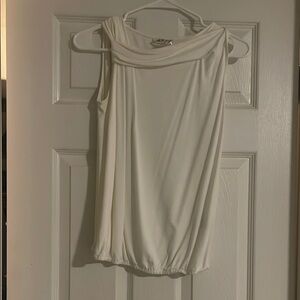 Max Studio Asymmetrical White Sleeveless Blouse